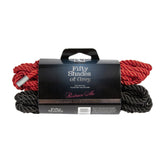 Set Franghii Bondage Shibari - 2 Bucati, 5 Metri, Rosu si Negru, Pentru Imobilizare
