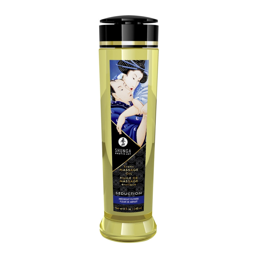 Ulei de Masaj Shunga Seduction 240 ml - Midnight Flower - 100% uleiuri naturale, Vitamina E - nu astupa porii
