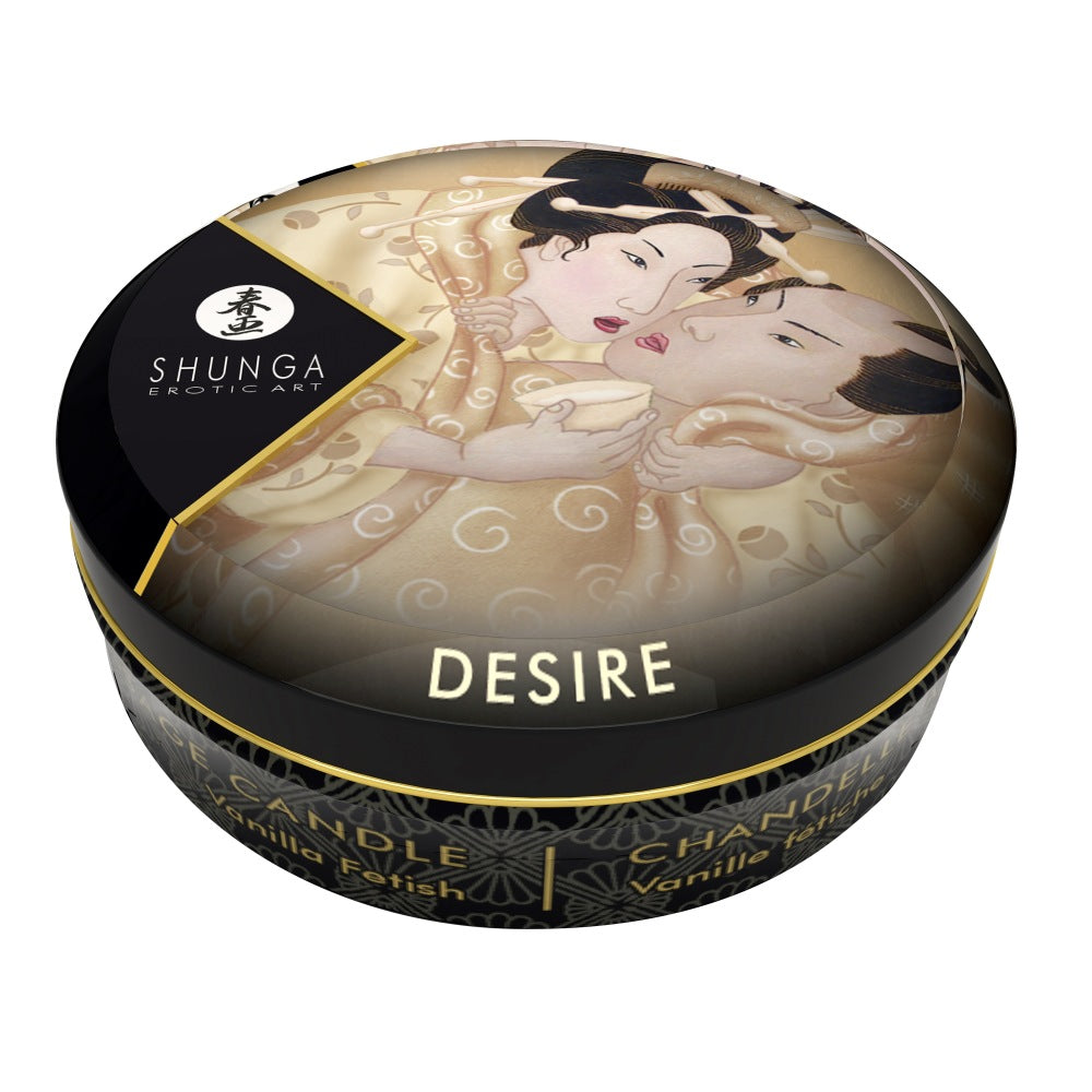Lumanare Masaj Shunga Desire 30 ml - aroma subtile de vanilia, ardere de pana la 4 ore - 100% uleiuri naturale, se topesc intr-un ulei de masaj cald si hranitor - ambalaj elegant