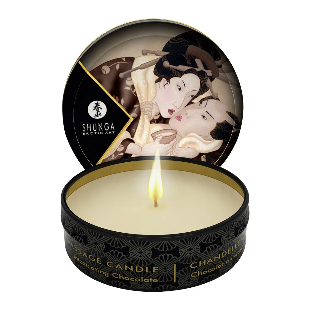 Lumanare Masaj Shunga Excitation 30 ml - aroma subtile de ciocolata, arde pana la 4 ore - 100% uleiuri naturale, se topesc intr-un ulei de masaj cald si hranitor - ambalaj elegant