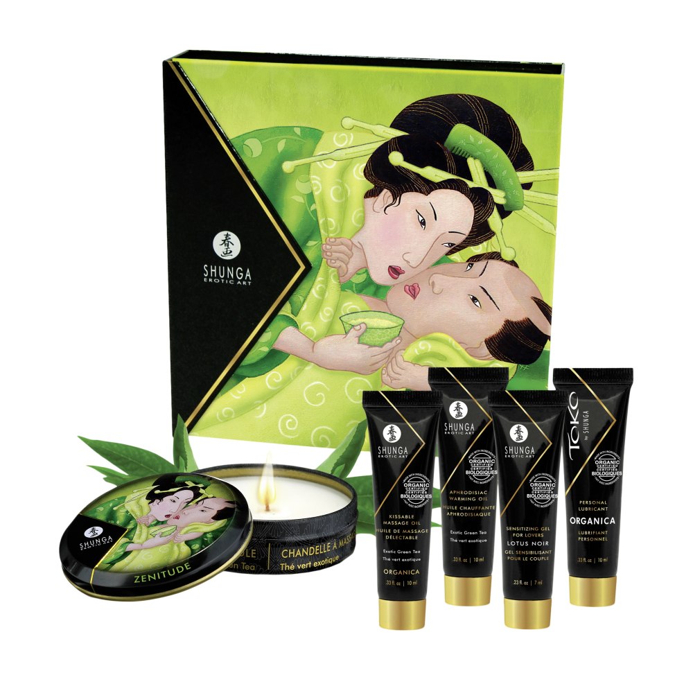 Set Masaj Senzual Shunga Geisha's Secret Organica - Uleiuri, Lumanare de Masaj, Gel Toko si Gel de Stimulare