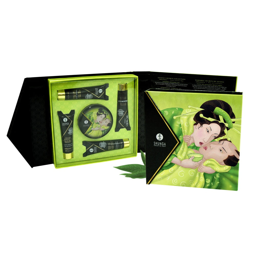 Set Masaj Senzual Shunga Geisha's Secret Organica - Uleiuri, Lumanare de Masaj, Gel Toko si Gel de Stimulare