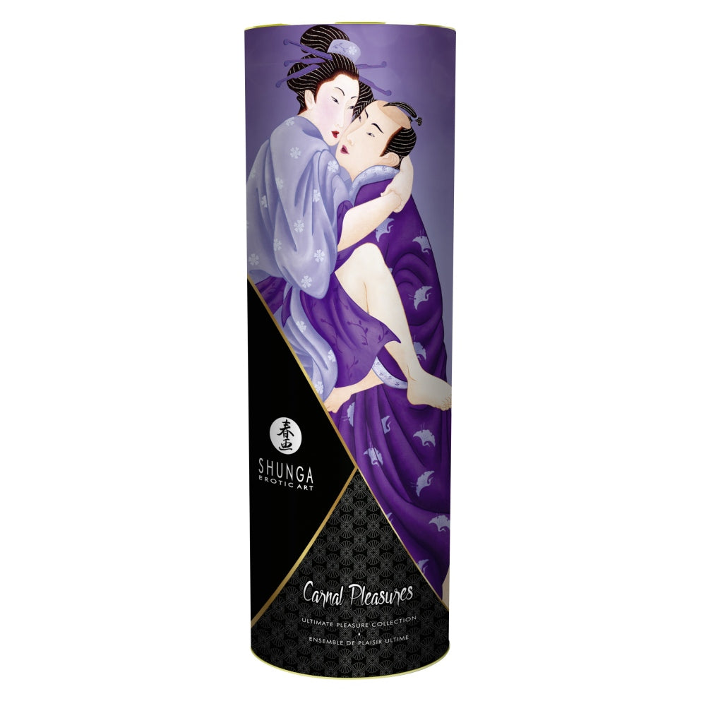 Set Cadou Masaj Shunga Carnal Pleasure 6 Piese - colier de perle alb, ulei si crema de masaj, gloss cu efect de incalzire, gel Toko si crema de stimulare - cutie eleganta pentru un cadou perfect, plin de pasiune si rafinament