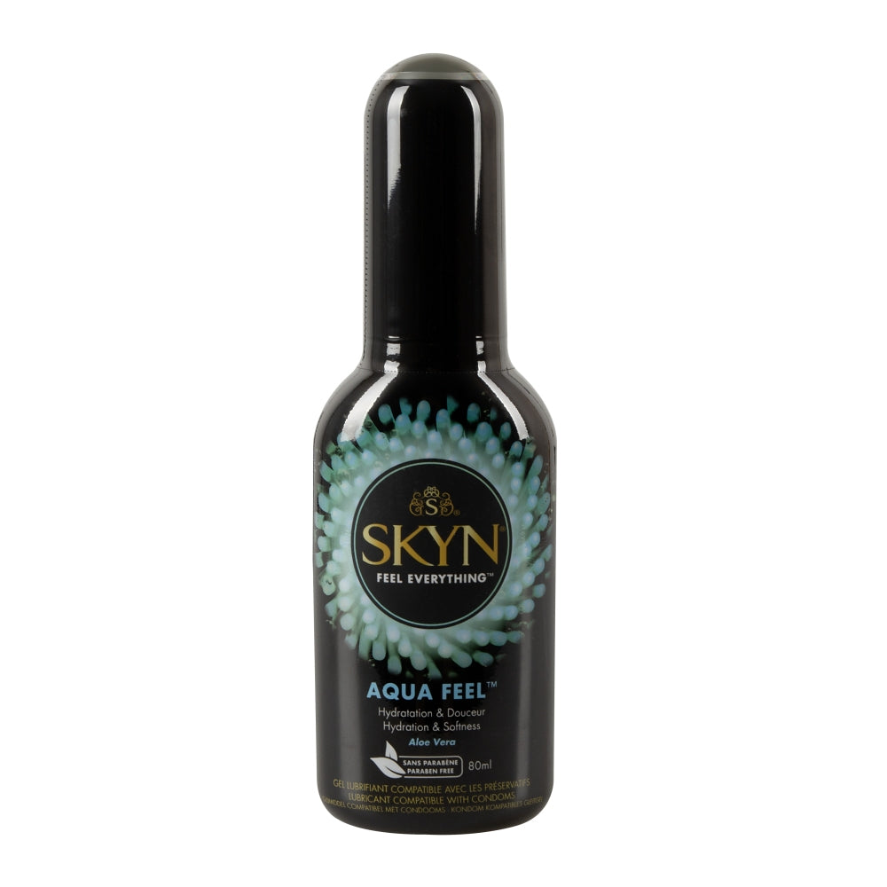 Lubrifiant Premium be baza de apa SKYN Aqua Feel 80 ml - dispensar cu pompa - Aloe vera si Vitamina E, non-gras si fara parfum