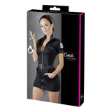 Costum de Politista Sexy Cotelli - fermoar frontal, curea decorativa - perfect pentru petreceri tematice sau roleplay - Negru