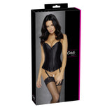 Corset Cotelli Party din Saten Mat - fermoar pe fata, siret la spate - bretele si jartiere detasabile, Negru