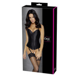 Corset Cotelli Party din Saten Mat - fermoar pe fata, siret la spate - bretele si jartiere detasabile, Negru