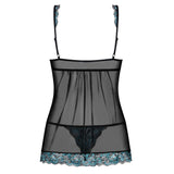 Lenjerie Sexy Babydoll Transparent cu Dantela Obsessive Amanta - Deschis in Fata, Include Chilot Tanga, Negru