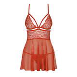 Lenjerie Sexy Babydoll Senzual Rosu Obsessive - Bretele Reglabile, Decupaj Sub Bust, Include String, Rosu