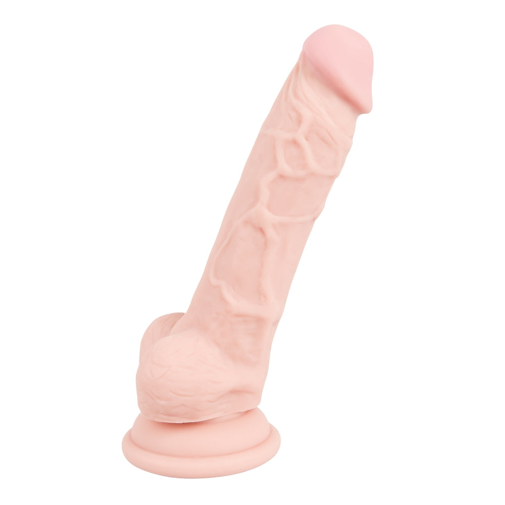 Dildo realist silicon lichid cu ventuza, prindere ferma si detalii naturale - 18 cm