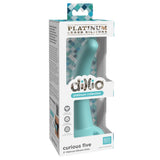 Dildo Dillio Platinum Curious Five - Turcoaz, 14.6 cm - silicon tratat cu platina, cel mai inalt grad de puritate - ventuza compatibila cu Body Dock si strap-on