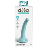 Dildo Dillio Platinum Curious Five - Turcoaz, 14.6 cm - silicon tratat cu platina, cel mai inalt grad de puritate - ventuza compatibila cu Body Dock si strap-on
