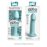 Dildo Dillio Platinum Big Hero - Turcoaz, 17.2 cm - silicon tratat cu platina, cel mai inalt grad de puritate - ventuza compatibila cu Body Dock si strap-on