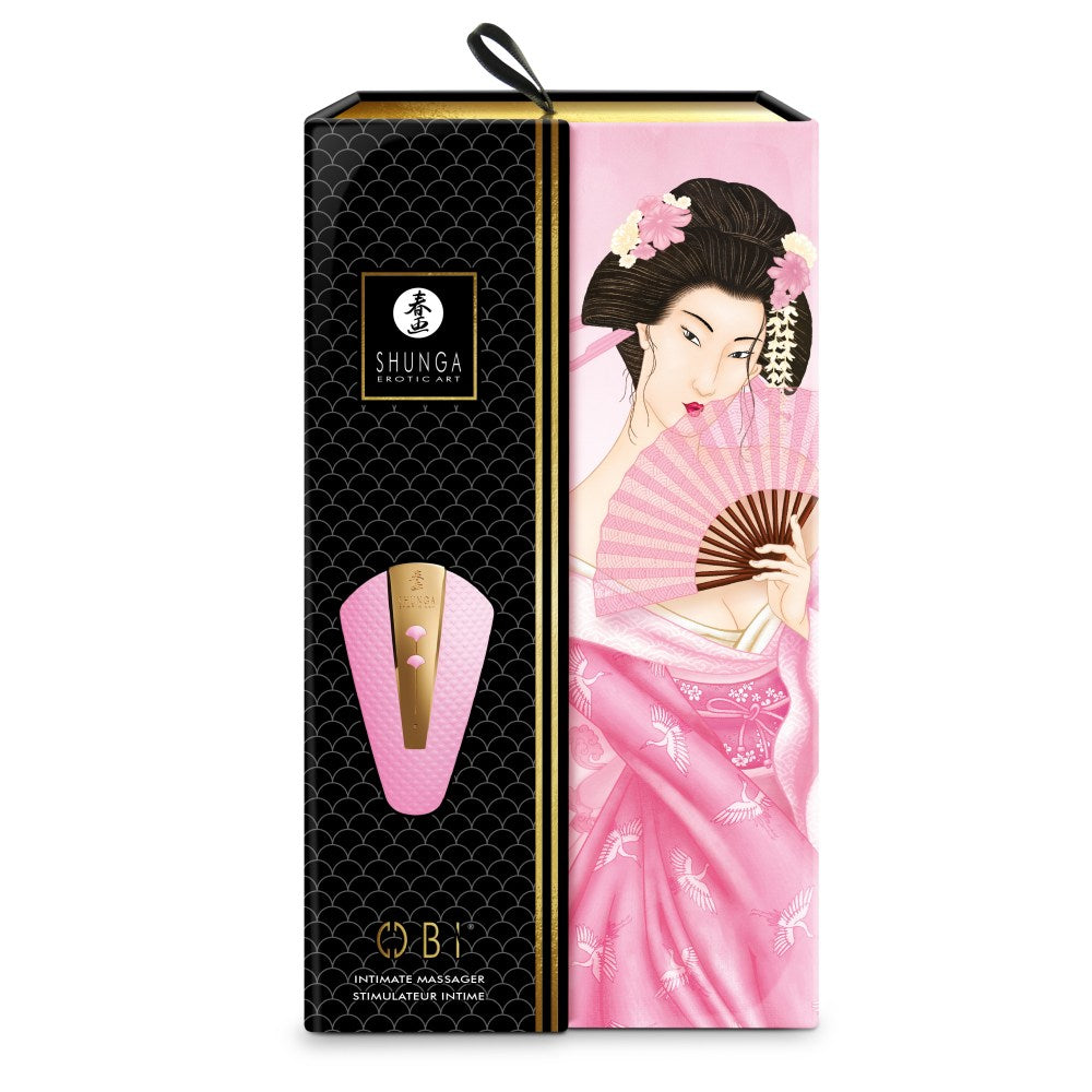 Vibrator Lay-On Shunga Obi, 10 Moduri Vibratii, Impermeabil, Whisperquiet, Roz, Stimulare Clitoridiana