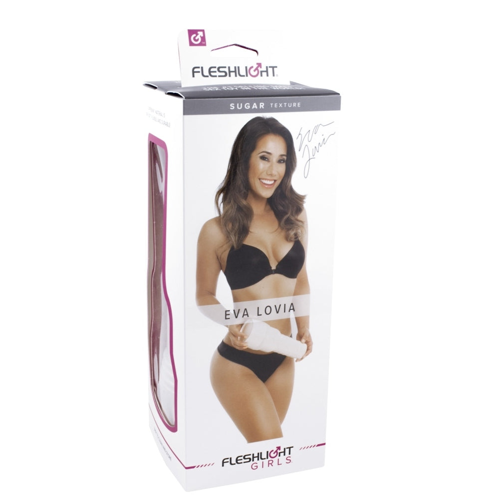 Masturbator Fleshlight Eva Lovia Sugar - Material SuperSkin cu textura realista - carcasa discreta cu forma de lanterna -  maneca detasabila pentru curatare usoara - culoarea pielii, 25 cm