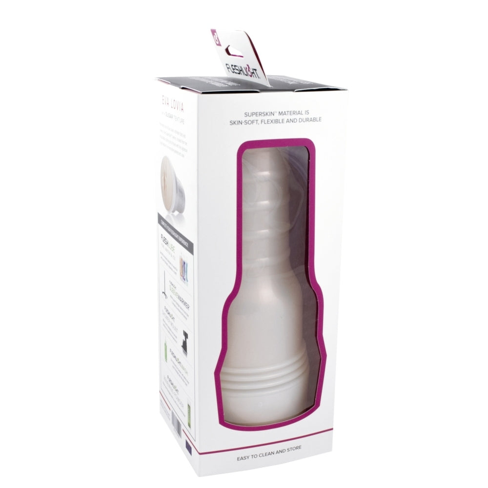 Masturbator Fleshlight Eva Lovia Sugar - Material SuperSkin cu textura realista - carcasa discreta cu forma de lanterna -  maneca detasabila pentru curatare usoara - culoarea pielii, 25 cm