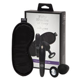Set Cadou Sex Toys Fifty Shades of Grey x We-Vibe 3 Piese - Mini vibrator Tango X, dop anal negru cu cristal, masca din satin - ideal pentru a adauga o nota de lux in momente intime