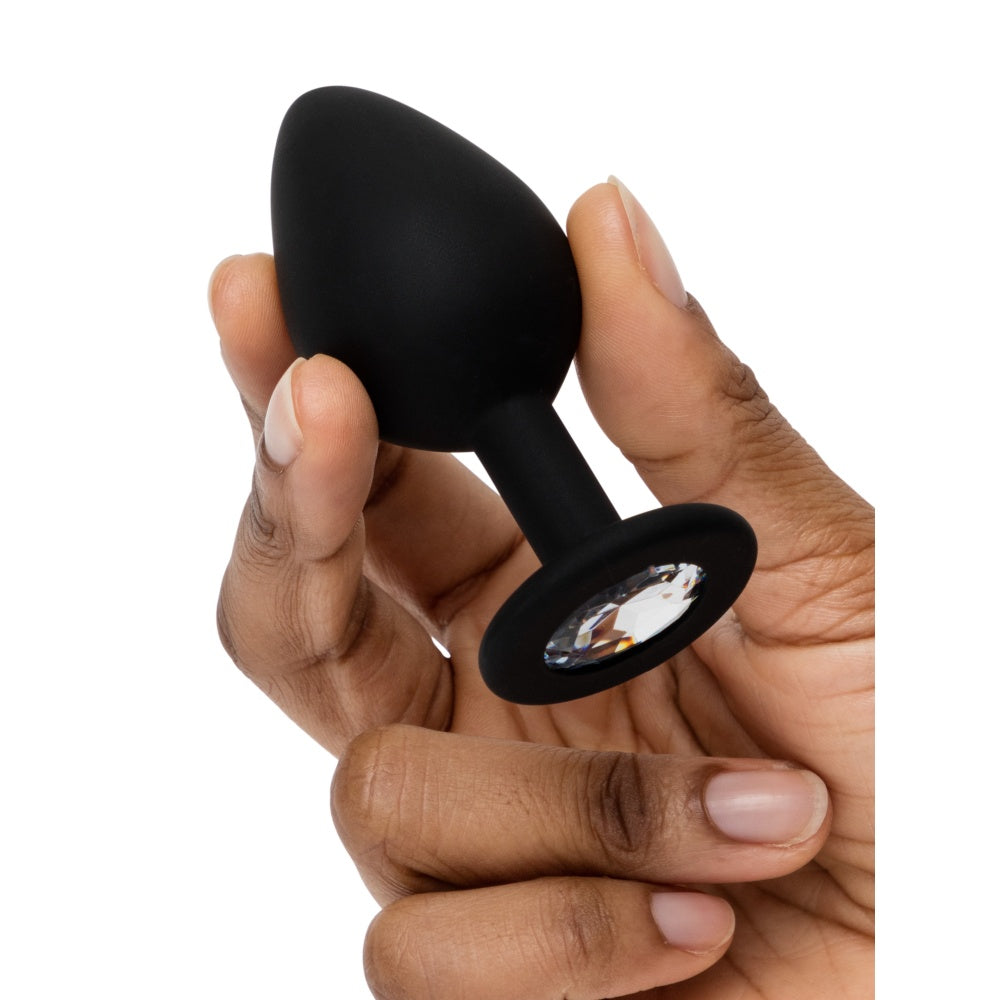 Set Cadou Sex Toys Fifty Shades of Grey x We-Vibe 3 Piese - Mini vibrator Tango X, dop anal negru cu cristal, masca din satin - ideal pentru a adauga o nota de lux in momente intime