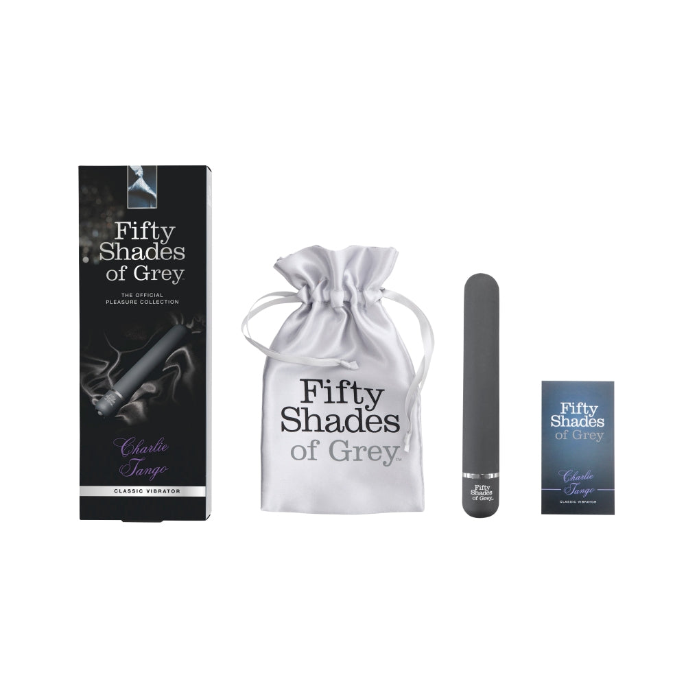 Vibrator Clasic Fifty Shades of Grey Charlie Tango 2 - Negru, 18 cm - 4 Moduri Vibratii, 3 Moduri Viteza
