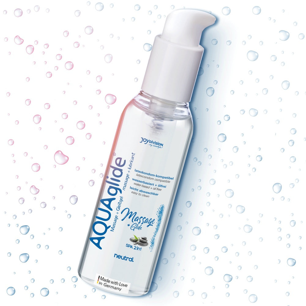 2 in 1 Gel Masaj si Lubrifiant AQUAglide 200 ml - lubrifiant pe baza de apa, non-lipicios si fara reziduuri - compatibil cu prezervative din latex - formula vegana, dermatologic testat