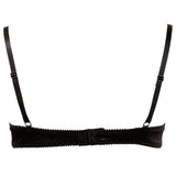 Sutien Sexy cu cupe deschise - Negru - detalii cu dantela si fundita, 3 randuri de agatatori