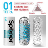 Tenga Spinner Tetra Masturbator Reutilizabil cu Rotire Automata si Suprafete Geometrice pentru Senzatii Intense - Include Lubrifiant Test