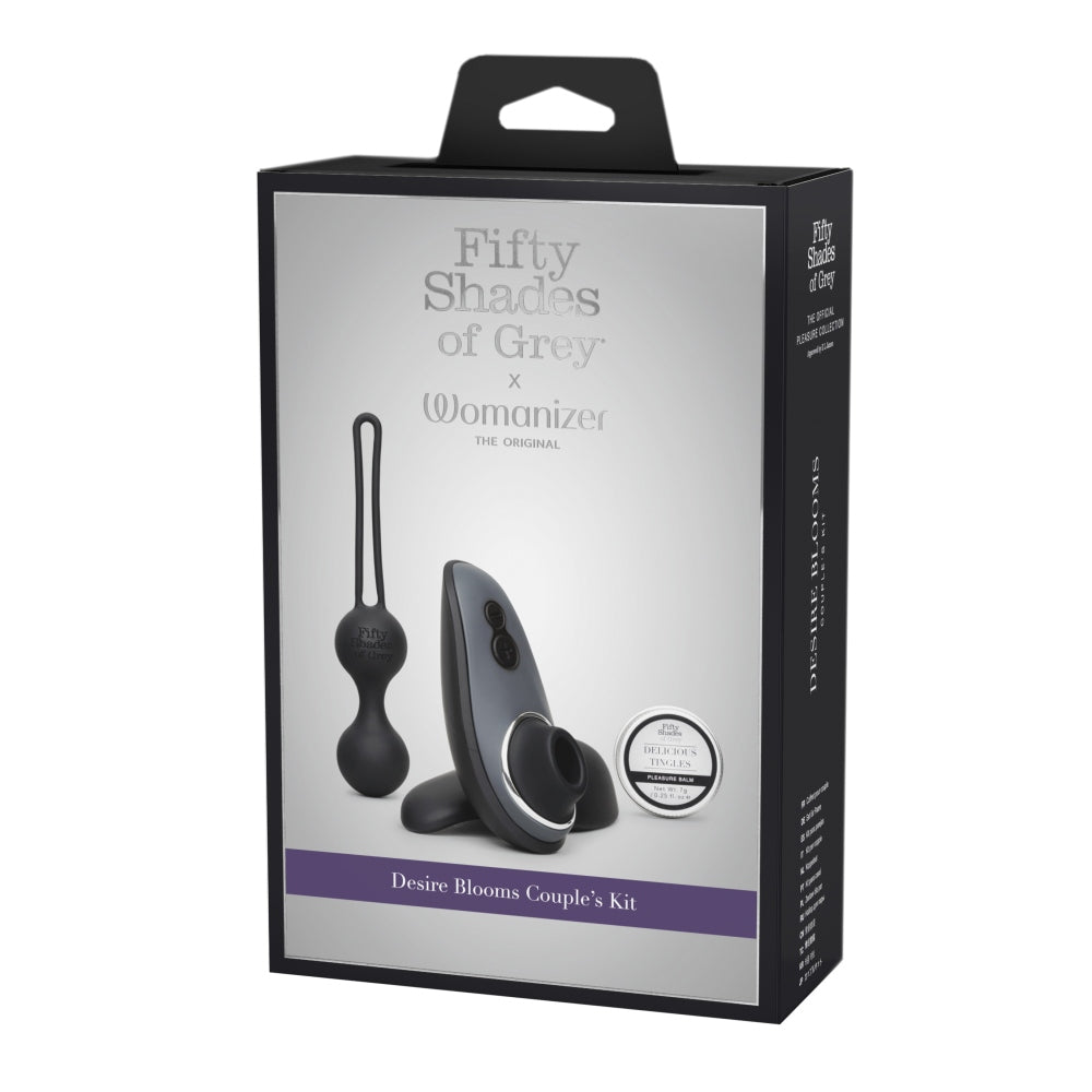 Set Cadou Sex Toys Fifty Shades of Grey x Womanizer 3 Piese - Womanizer Liberty - Balsam cu aroma mentolata - Bile erotice cu sistem de prindere Love Ball Duo - ideal pentru a adauga o nota de lux in momente intime