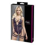 Body Cotelli Lingerie din dantela cu bretele din catifea - jartiere si hamuri pentru coapse - Negru