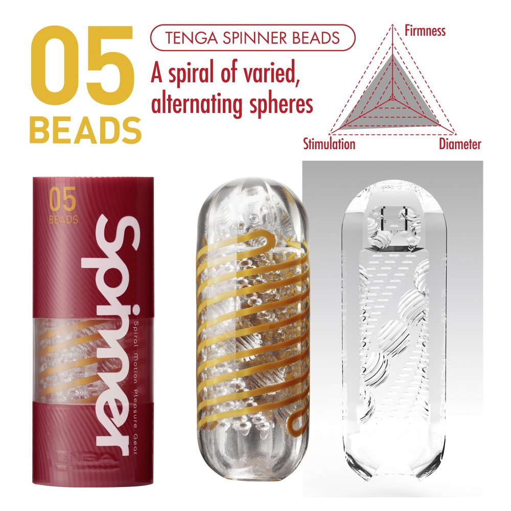 Tenga Spinner Beads Masturbator Reutilizabil cu Rotire Automata si Suprafete Geometrice pentru Senzatii Intense - Include Lubrifiant Test
