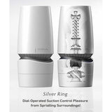 Masturbator reglabil Tenga Silver Ring cu 10 niveluri suctiune - inovativ cu inel integrat pentru penis - Design discret - complet lavabil