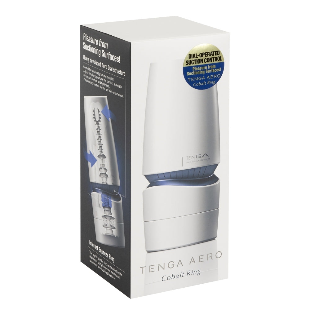 Masturbator reglabil Tenga Cobalt cu 10 niveluri suctiune - inovativ cu inel integrat pentru penis - Design discret - complet lavabil
