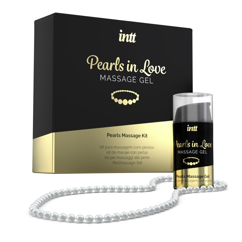 Set Cadou Masaj Pearls in Love - gel de masaj pe baza de silicon (15 ml) si colier de perle - ideal pentru cadou sau pentru o noapte senzuala de neuitat