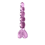 Dildo de Sticla Icicles No. 43 - Roz, 20 cm - design din sticla lucrata manual cu bucle si capat in forma de inima - ideal pentru jocuri termice, poate fi racit sau incalzit