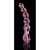 Dildo de Sticla Icicles No. 43 - Roz, 20 cm - design din sticla lucrata manual cu bucle si capat in forma de inima - ideal pentru jocuri termice, poate fi racit sau incalzit