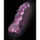 Dildo de Sticla Icicles No. 43 - Roz, 20 cm - design din sticla lucrata manual cu bucle si capat in forma de inima - ideal pentru jocuri termice, poate fi racit sau incalzit