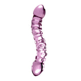 Dildo Dublu de Sticla Icicles No. 55 - Roz, 19.5 cm - design din sticla lucrata manual cu doua capete - ideal pentru jocuri termice, poate fi racit sau incalzit