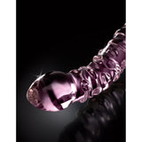 Dildo Dublu de Sticla Icicles No. 55 - Roz, 19.5 cm - design din sticla lucrata manual cu doua capete - ideal pentru jocuri termice, poate fi racit sau incalzit