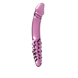 Dildo Dublu de Sticla Icicles No. 57 - Roz, 12 cm - design din sticla lucrata manual cu doua capete - ideal pentru jocuri termice, poate fi racit sau incalzit
