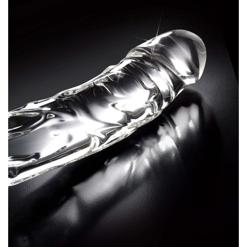Dildo de Sticla Icicles No. 62 - Transparent, 18 cm - design din sticla lucrata manual cu design realistic - ideal pentru jocuri termice, poate fi racit sau incalzit