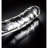 Dildo de Sticla Icicles No. 62 - Transparent, 18 cm - design din sticla lucrata manual cu design realistic - ideal pentru jocuri termice, poate fi racit sau incalzit