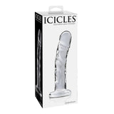Dildo de Sticla Icicles No. 62 - Transparent, 18 cm - design din sticla lucrata manual cu design realistic - ideal pentru jocuri termice, poate fi racit sau incalzit