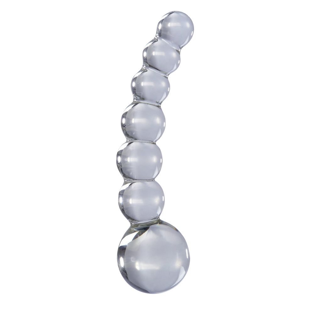 Dildo de Sticla Icicles No. 66 - Transparent, 12 cm - design din sticla lucrata manual cu design de bule - ideal pentru jocuri termice, poate fi racit sau incalzit
