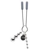 Clipsuri Reglabile BDSM pentru Sfarcuri Fifty Shades of Grey At My Mercy - strat de silicon pentru confort, lanturi cu bilute pentru aspect erotic - include un saculet din satin pentru depozitare discreta