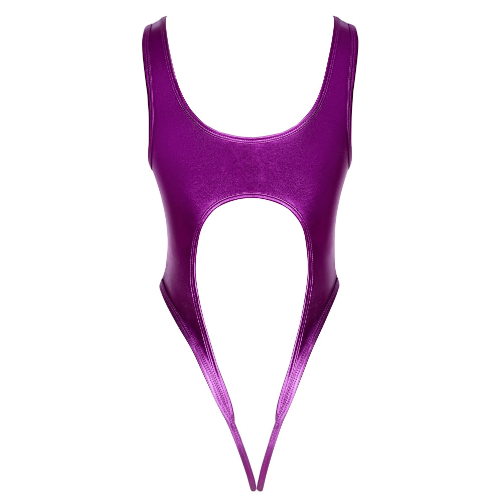 Lenjerie Sexy Body Minimalist Fara Spate Cottelli Lingerie - Mov Metalic, Material Elastic, Croiala Indrazneata