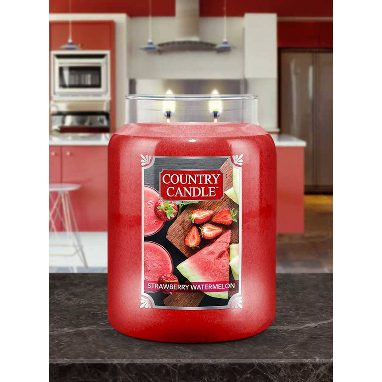Lumanare parfumata 2 fitile Kringle Country Candle 652g Pepene cu capsuni Lumanare parfumata Kringle Candle 